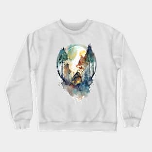 Cozy forest house surrounded with trees 6 Crewneck Sweatshirt